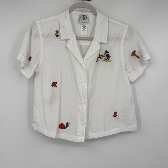Micky Mouse Disney world Land garden collection embroidered blouse shirt woman’s - Picture 1 of 14